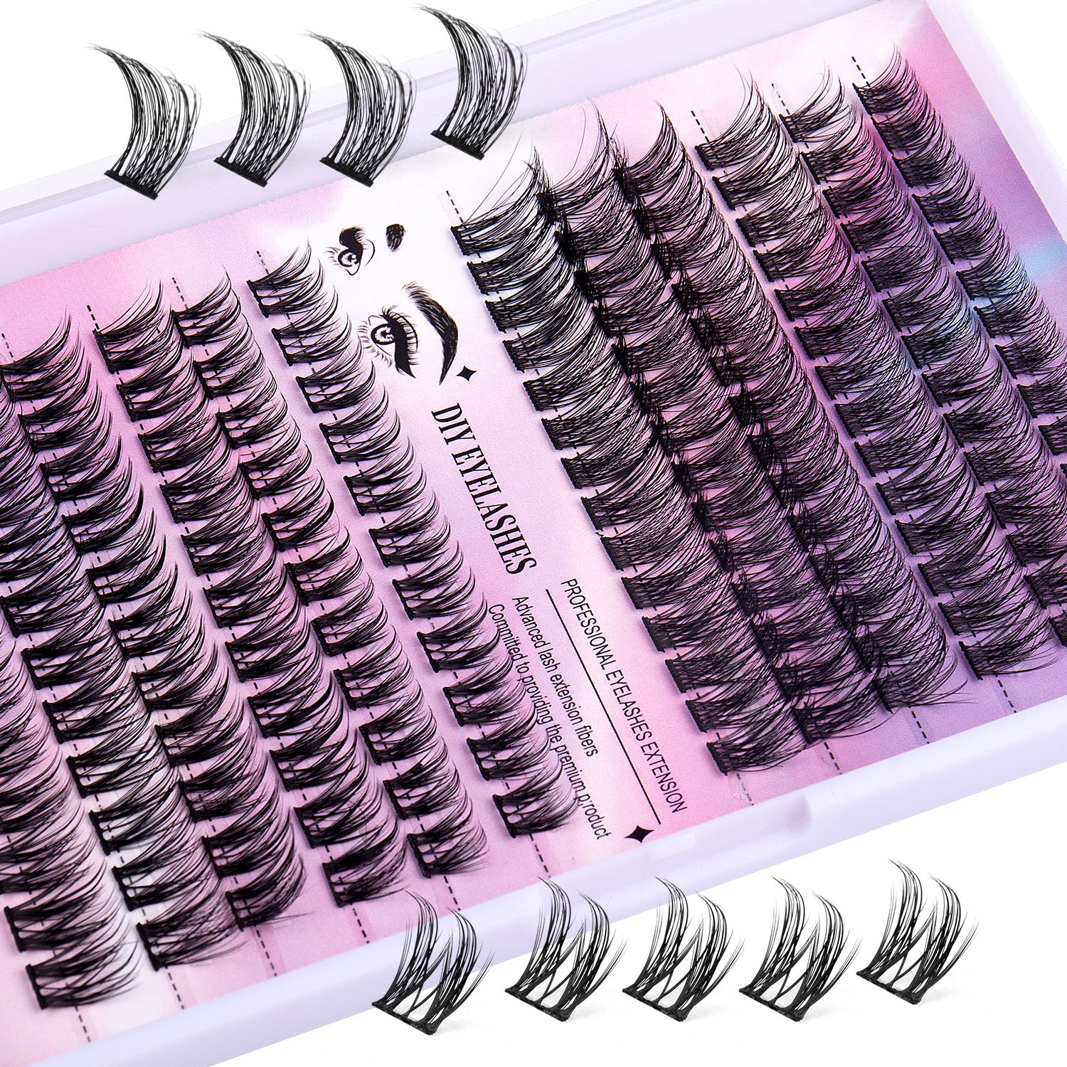 12 Rows Cluster Lashes – 150 Segmented Natural False Eyelashes