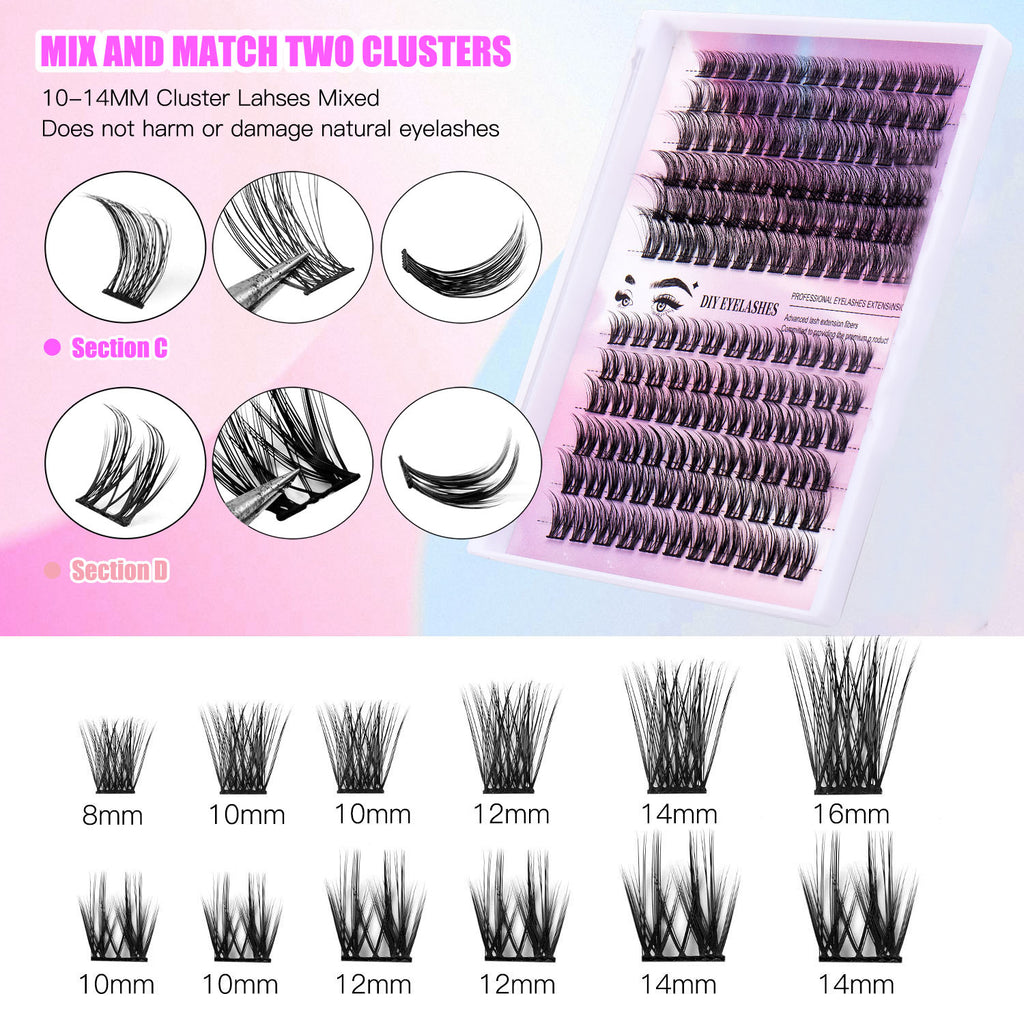 12 Rows Cluster Lashes – 150 Segmented Natural False Eyelashes