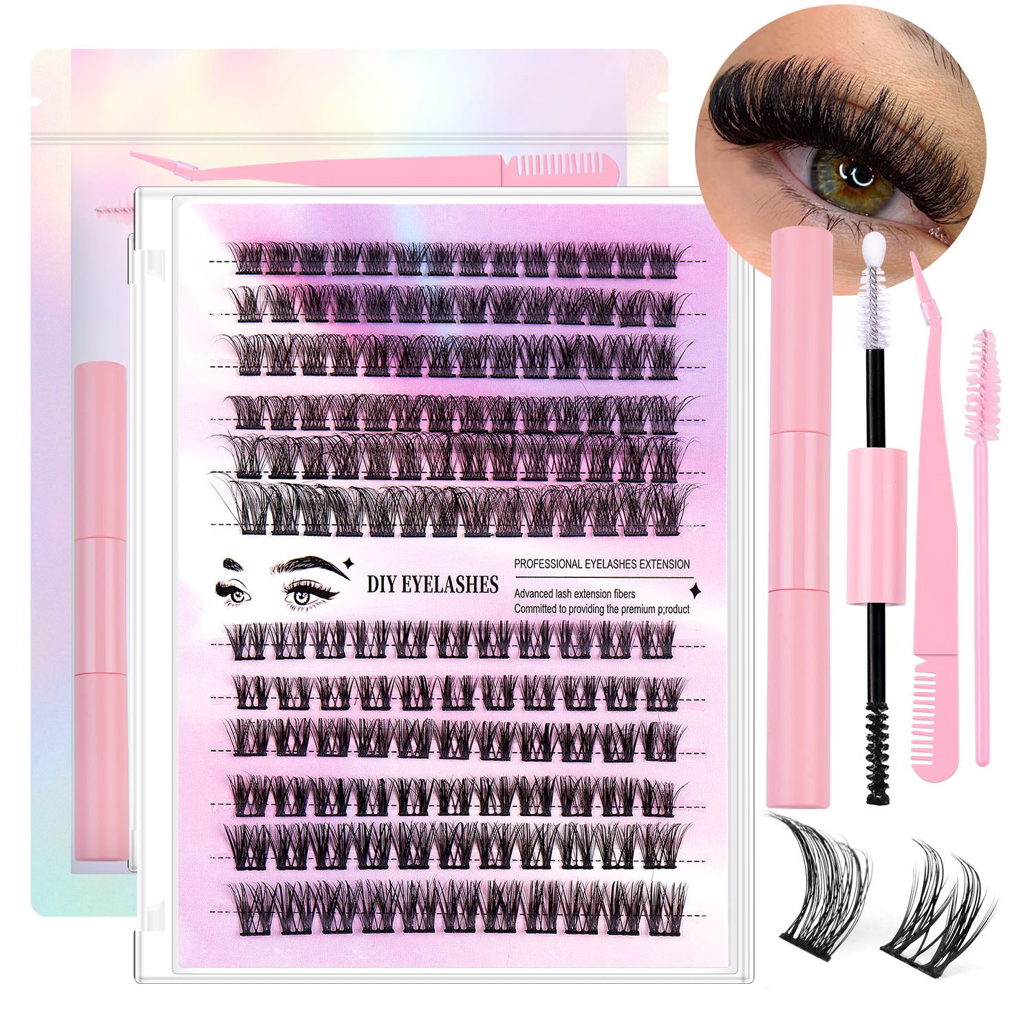 12 Rows Cluster Lashes – 150 Segmented Natural False Eyelashes