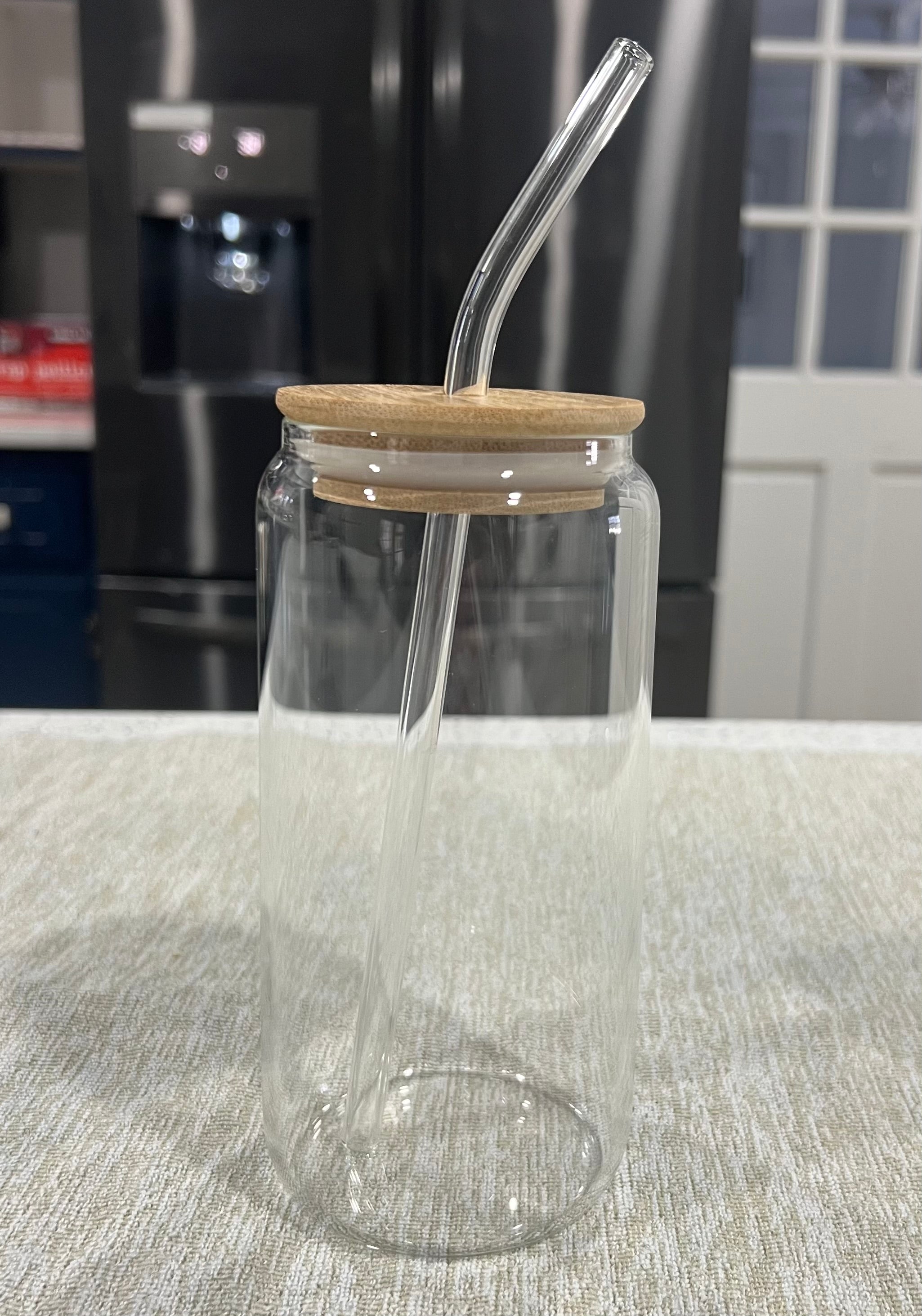 Glass Cup with Bamboo Lid & Straw – 2 Pack