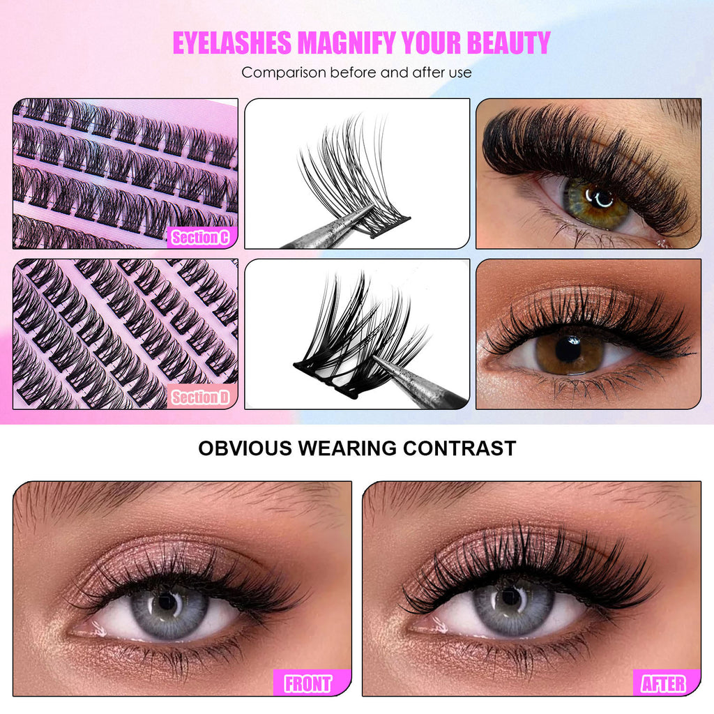 12 Rows Cluster Lashes – 150 Segmented Natural False Eyelashes